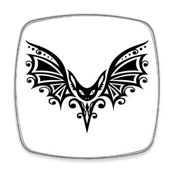 Flying Bat, Tribal and Tattoo Design - Square fridge magnet - white - Front