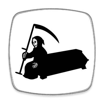 sarg sense halloween - Viereckiger Kühlschrankmagnet - Weiß - Vorne