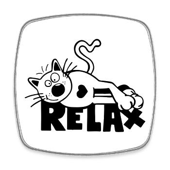 Relax Katze - Viereckiger Kühlschrankmagnet - Weiß - Vorne