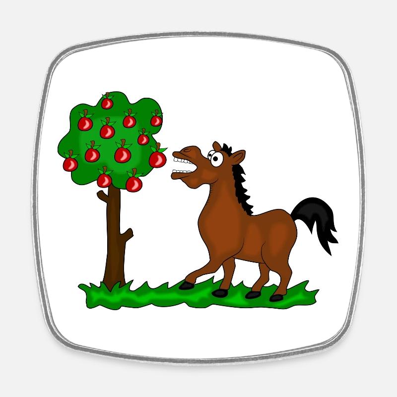 pferd baum - Viereckiger Kühlschrankmagnet - Weiß