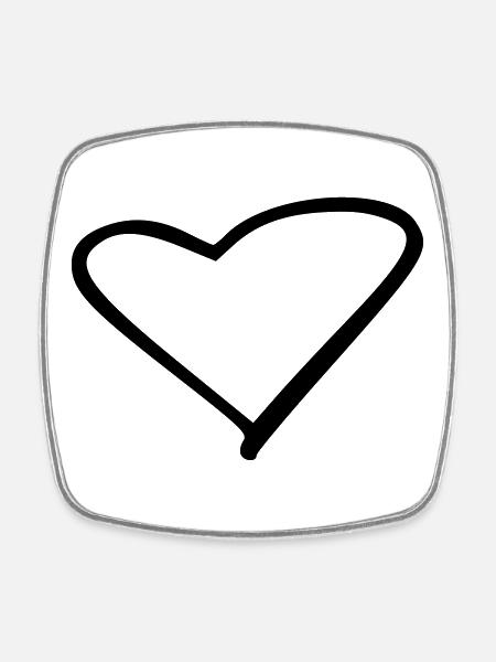 Heart - Square fridge magnet - white