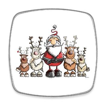 Père Noël avec des rennes - Magnet carré - blanc - Devant