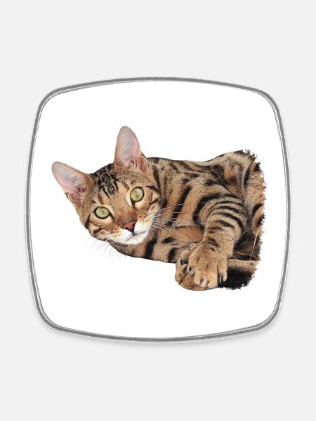 kuschelige bengal katze - Viereckiger Kühlschrankmagnet - Weiß