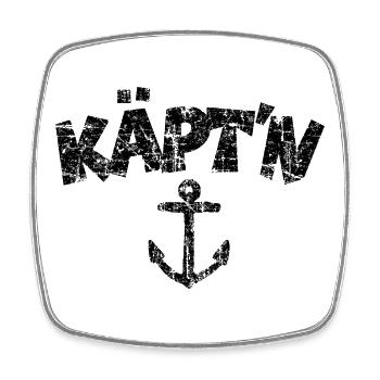 Käpt'n Anker Vintage (Schwarz) Kapitän Boot Segeln - Viereckiger Kühlschrankmagnet - Weiß - Vorne