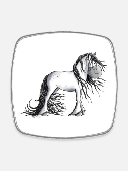 Cute Andalusian Horse - Square fridge magnet - white