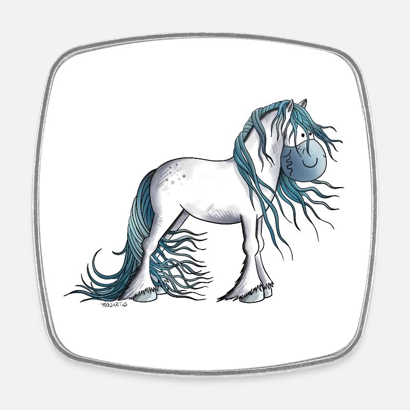 Fantasy Pferd - Viereckiger Kühlschrankmagnet - Weiß