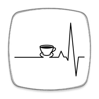 Battement de coeur café ECG - Magnet carré - blanc - Devant