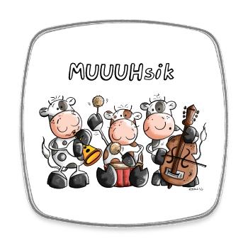MUUUHsik Kühe - Viereckiger Kühlschrankmagnet - Weiß - Vorne