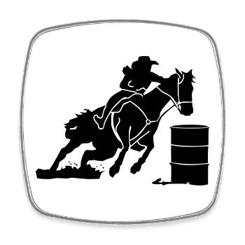 Pferdesport Westernreiten - Barrel Race - Viereckiger Kühlschrankmagnet - Weiß - Vorne