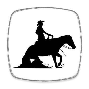 Pferdesport Westernreiten - Reining - Viereckiger Kühlschrankmagnet - Weiß - Vorne