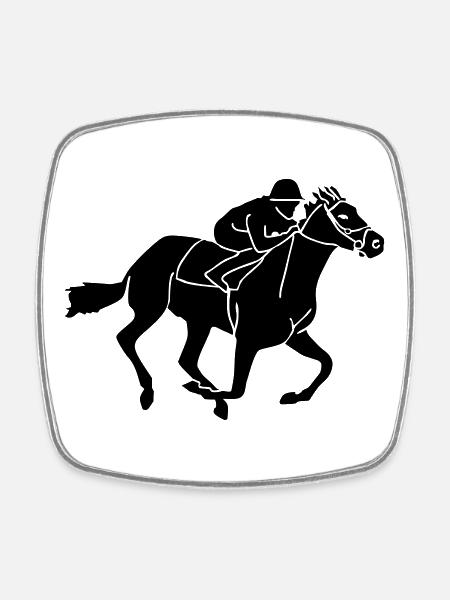 Équestre - courses de galop - Magnet carré - blanc