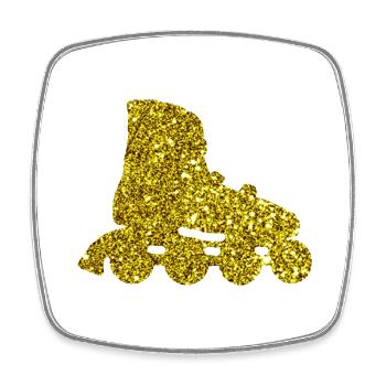 Gold Inline Skate - Viereckiger Kühlschrankmagnet - Weiß - Vorne