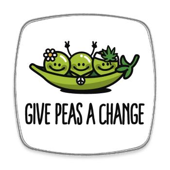 Give peas / peace a change hippies - Square fridge magnet - white - Front