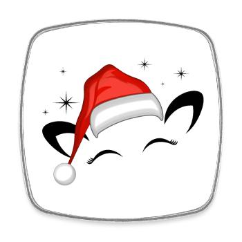 Katze Santa Hut Leuchtende Sterne - Viereckiger Kühlschrankmagnet - Weiß - Vorne