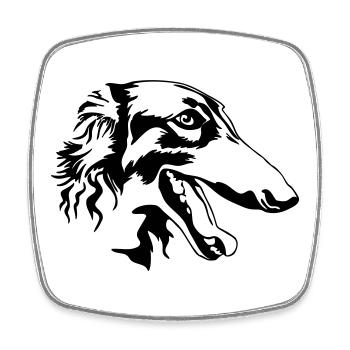 Borzoi head - Square fridge magnet - white - Front