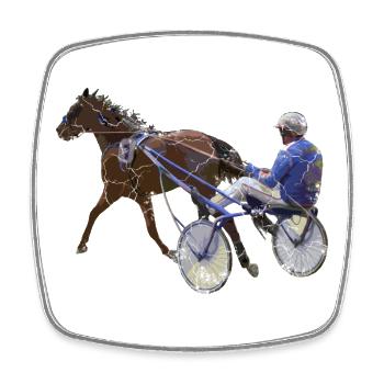 Trotting race horse racing gift - Square fridge magnet - white - Front
