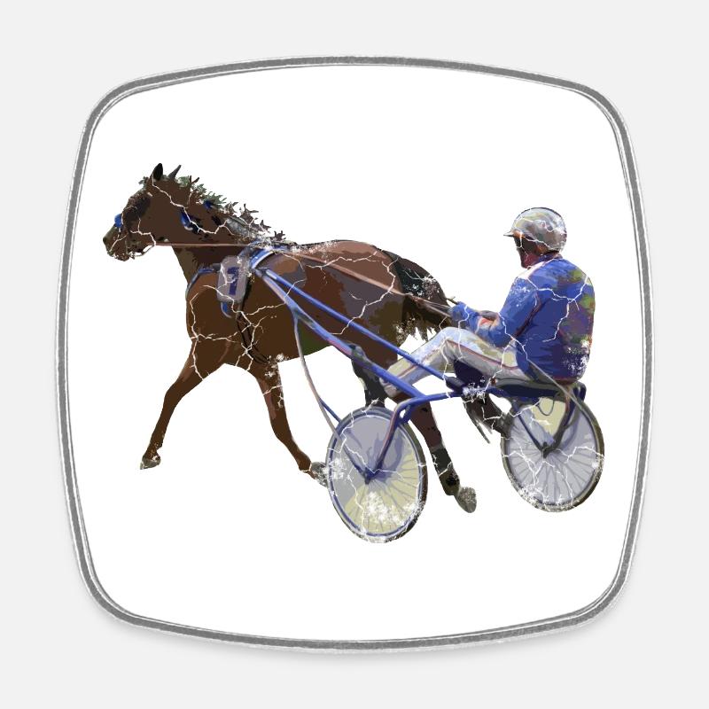 Cadeau de course de chevaux de course au trot - Magnet carré - blanc