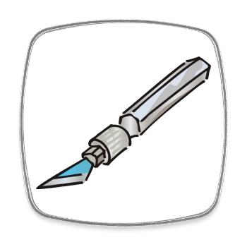 Cutter Japanese knife scalpel - Square fridge magnet - white - Front