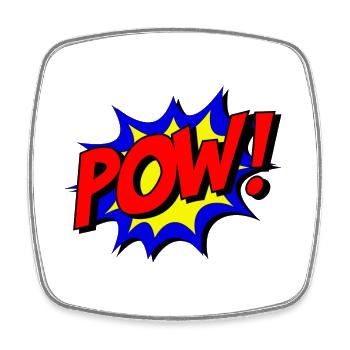 POW-Zeichentrickfigur Sprechblasenbild # - Viereckiger Kühlschrankmagnet - Weiß - Vorne