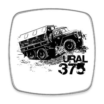 Ural 375 - Viereckiger Kühlschrankmagnet - Weiß - Vorne