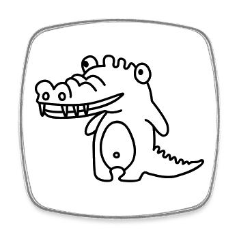 Crocko Crocodile - Funny Reptile Cartoon Kids - Magnet carré - blanc - Devant