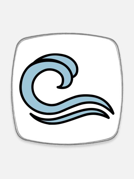 waves - Square fridge magnet - white