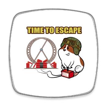 Cute hamster cool helmet, dynamite and hamster wheel - Square fridge magnet - white - Front