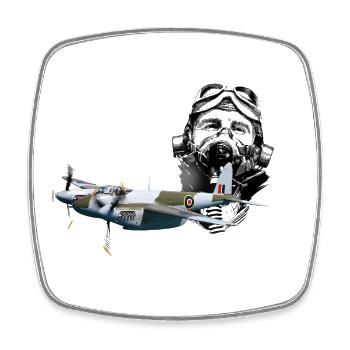 Pilot mosquito - Square fridge magnet - white - Front
