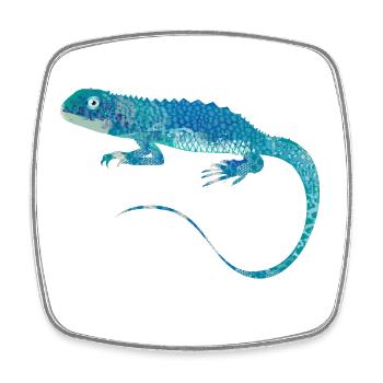 blauer Leguan Collage aus verschiedenen Muster - Viereckiger Kühlschrankmagnet - Weiß - Vorne