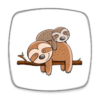 Two lazy sloths I Chilling animals I Lazy - Square fridge magnet - white - Front