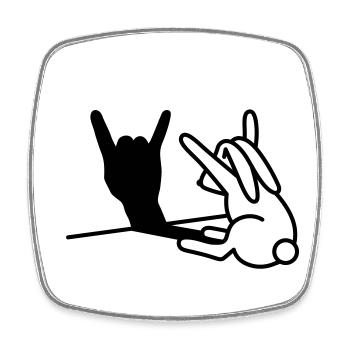Rabbit Shadow Hand ROCK Music HARD ROCK Fan - Square fridge magnet - white - Front