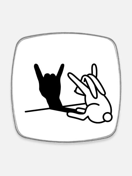 Kaninche Ombre Hand ROCK Musique HARD ROCK Fan - Magnet carré - blanc