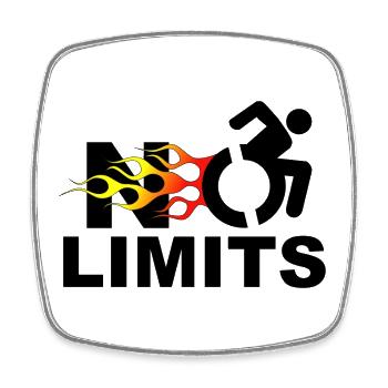 No limits for this wheelchair user # - Square fridge magnet - white - Front