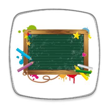 Blackboard for inscription with chalk and blobs - Square fridge magnet - white - Front