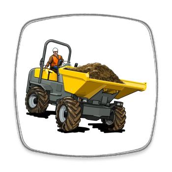 Dumper, benne avant - Magnet carré - blanc - Devant