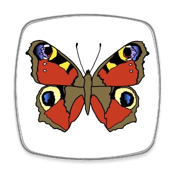 Day Peacock Butterfly - Square fridge magnet - white - Front