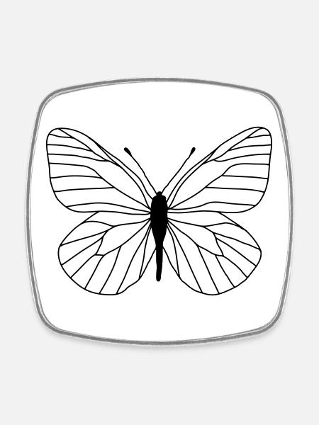 Butterfly white - Square fridge magnet - white