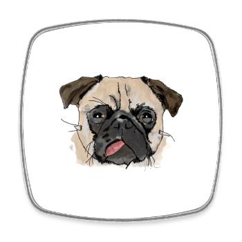 Mops - Viereckiger Kühlschrankmagnet - Weiß - Vorne