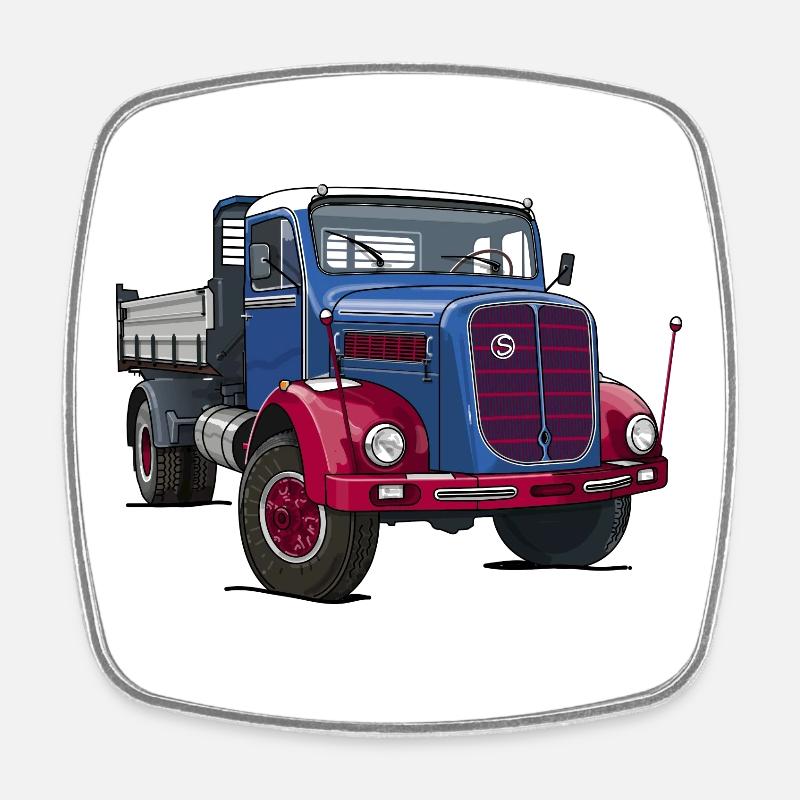 Camion oldtimer - Magnet carré - blanc