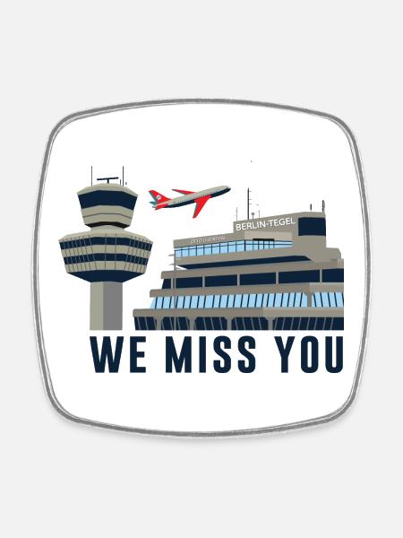 Aéroport de Tegel, Berlin. Nous, miss, - Magnet carré - blanc