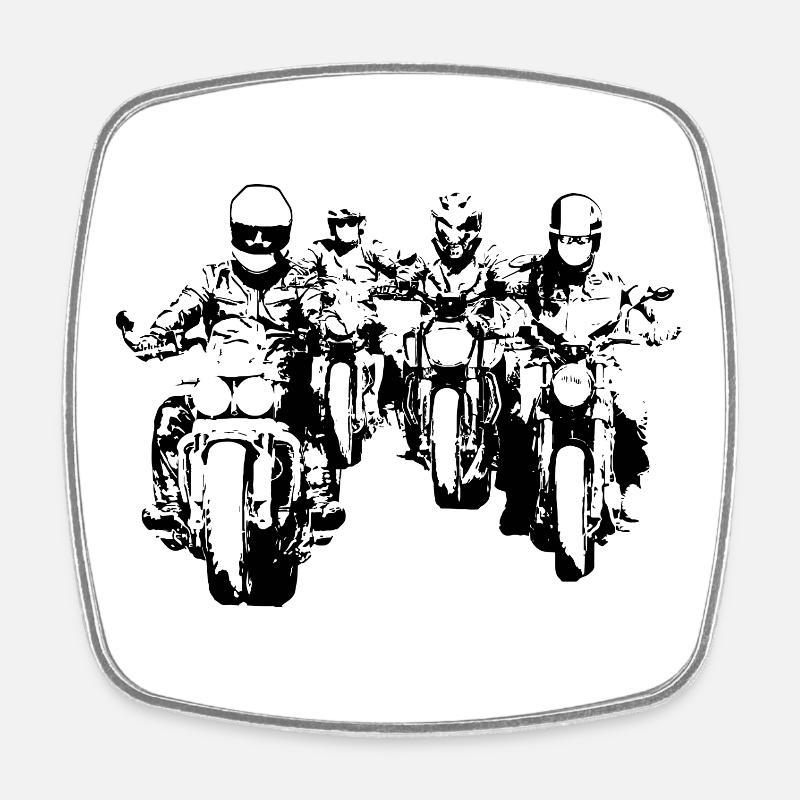 Bikergroup noir - Magnet carré - blanc