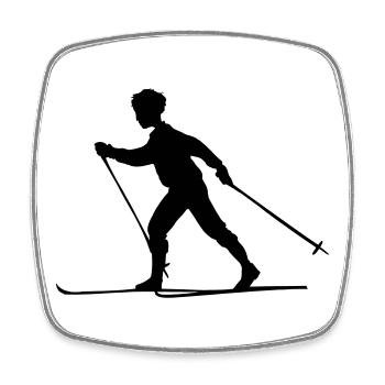 Ski de fond - Magnet carré - blanc - Devant