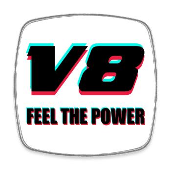 V8 - Viereckiger Kühlschrankmagnet - Weiß - Vorne