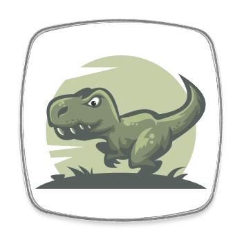 Dinosaure T-Rex - Magnet carré - blanc - Devant