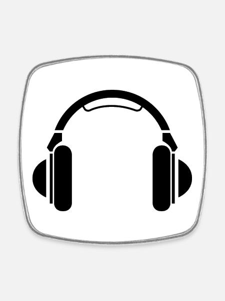 auricolari cuffie musica batte Dj Deejay Simbolo - Calamita quadrata da frigo - bianco