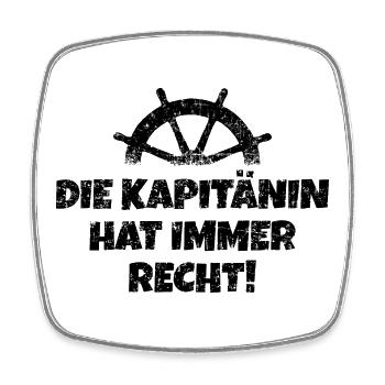 Die Kapitänin hat immer Recht Boot & Segeln - Viereckiger Kühlschrankmagnet - Weiß - Vorne