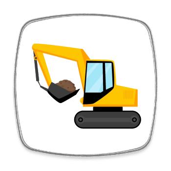 Bucket excavator - Square fridge magnet - white - Front