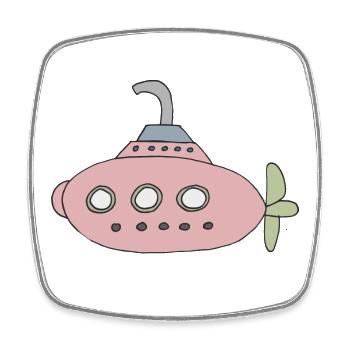 Verspieltes U-Boot Motiv für Kinder - Viereckiger Kühlschrankmagnet - Weiß - Vorne