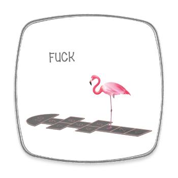 Flamingo with a problem - Square fridge magnet - white - Front