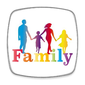 famille colorée,père,mère,fille et fils - Magnet carré - blanc - Devant